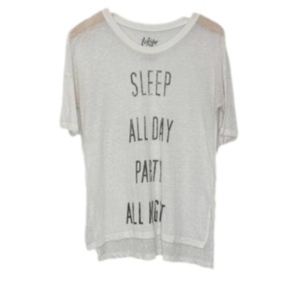 Tokyo Darling Short Sleeve Sheer Sleep Wear T Shirt with side Slits - Picture 1 of 9